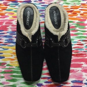 Black Suede Mules - Aerosoles Cinch of Salt
